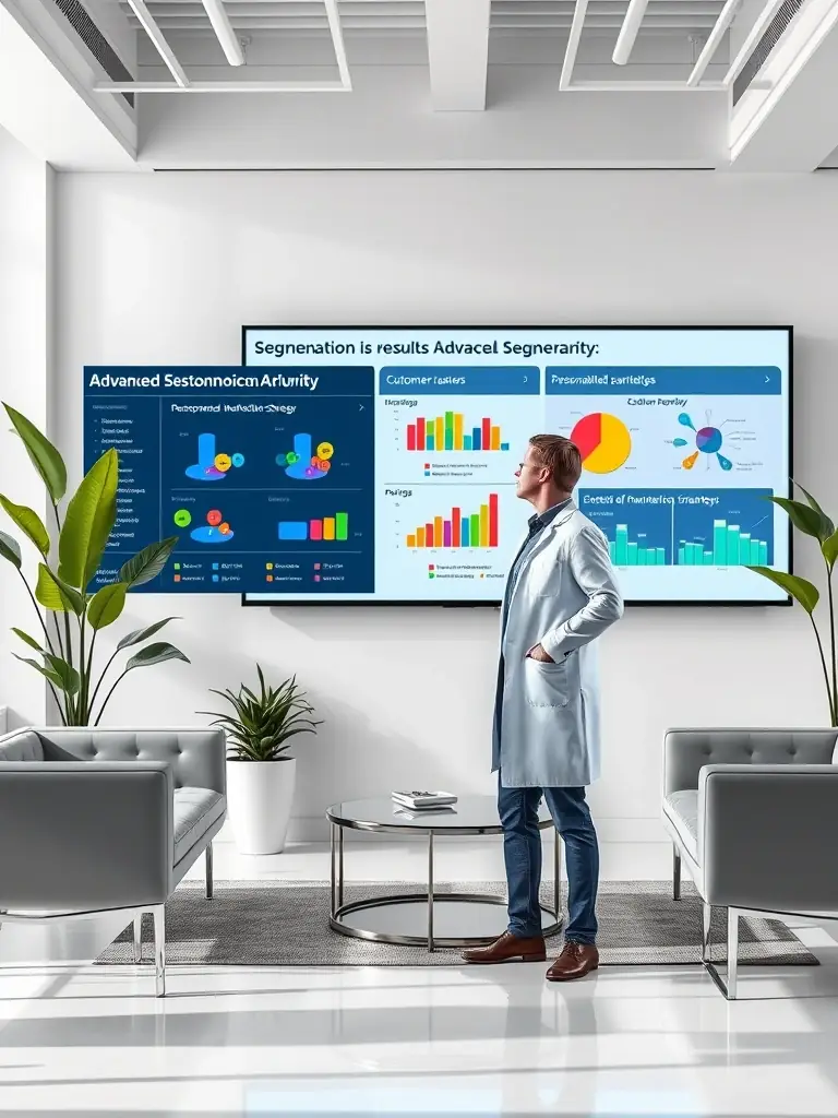 A data scientist presenting advanced segmentation results, illustrating customer clusters and personalized marketing strategies for a telecommunications company.