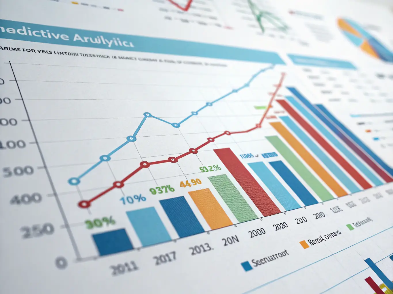 A graph showing predictive analytics trends over time, illustrating the ability to forecast future behaviors.